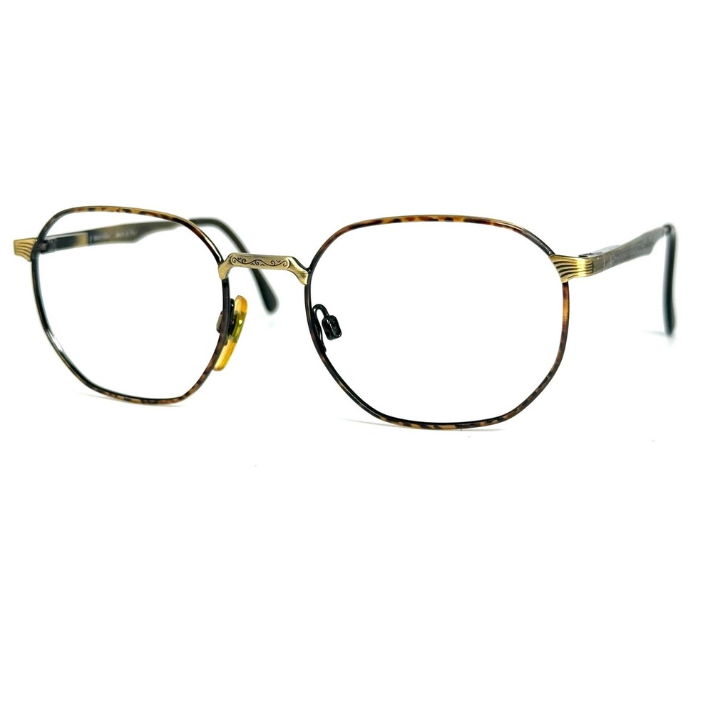 Marcolin 6160 Col 855 Tortoise Gold Engraved Eyeglass Frames Italy 52-19-135